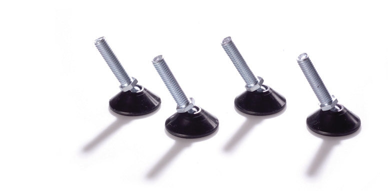 Prism Adjustable Levelling Feet — official manufacturer accessory image; range illustration.