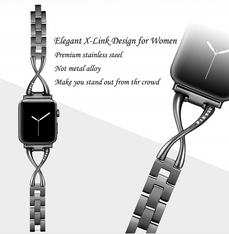 Diamond Stainless Steel Bracelet | Compatible with Apple Watch 38mm to 42mm