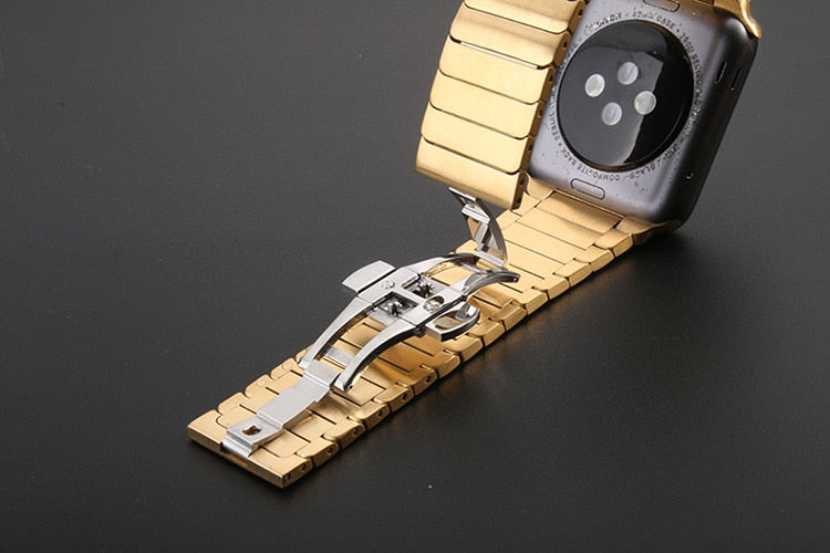 Luxury Stainless Steel Link Watch Strap | Compatible with Apple Watch 38mm to 42mm