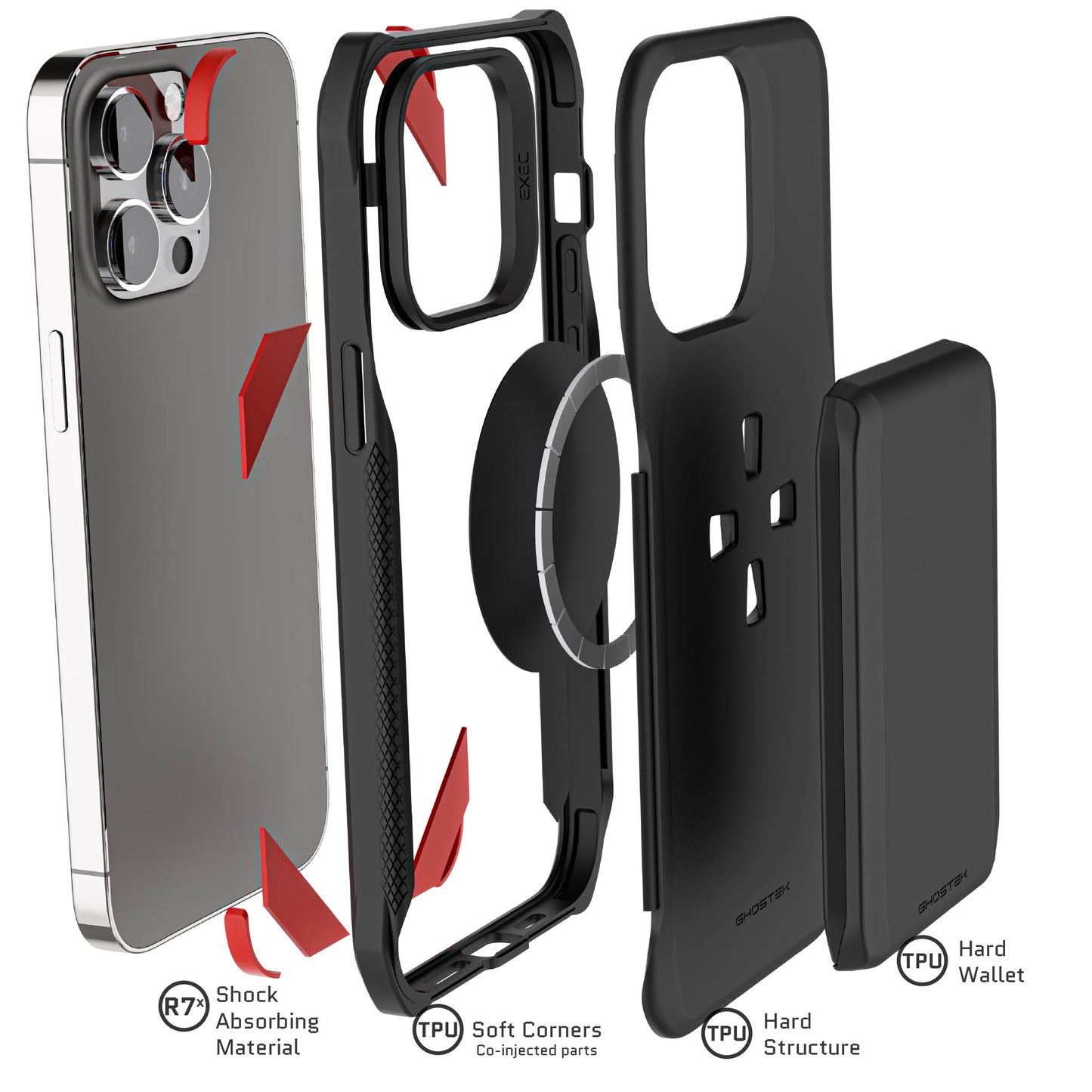Ghostek Exec 6 Case for iPhone 14 Range | Military Grade | Black