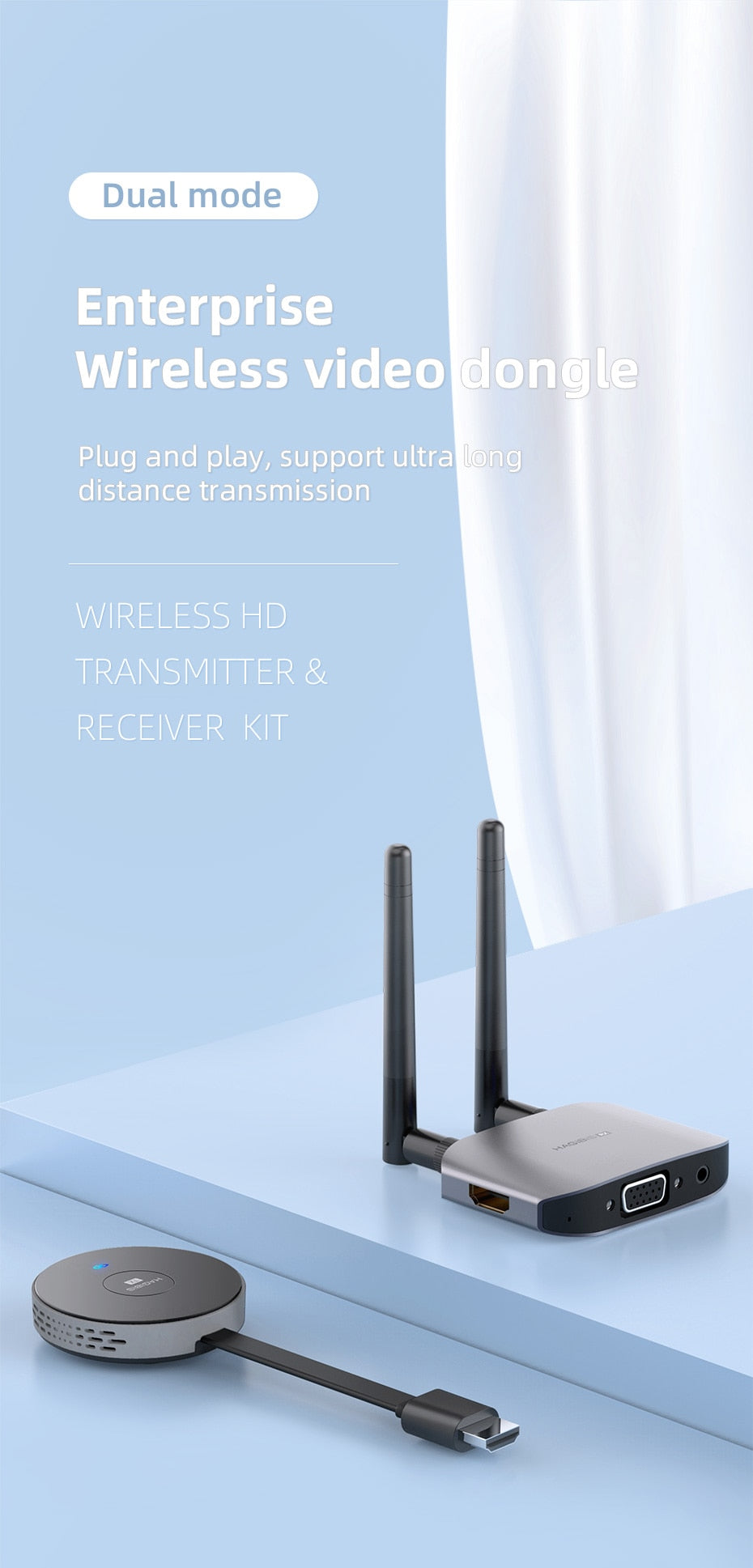 HDMI/VGA Display Dongle Adapter | Wireless Transmitter & Receiver