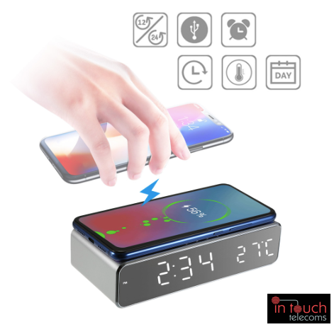 LED Digital Alarm Clock with Wireless QI Charger | Samsung / iPhone