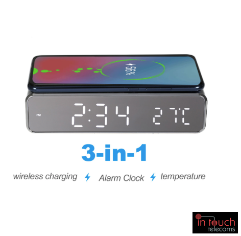 LED Digital Alarm Clock with Wireless QI Charger | Samsung / iPhone