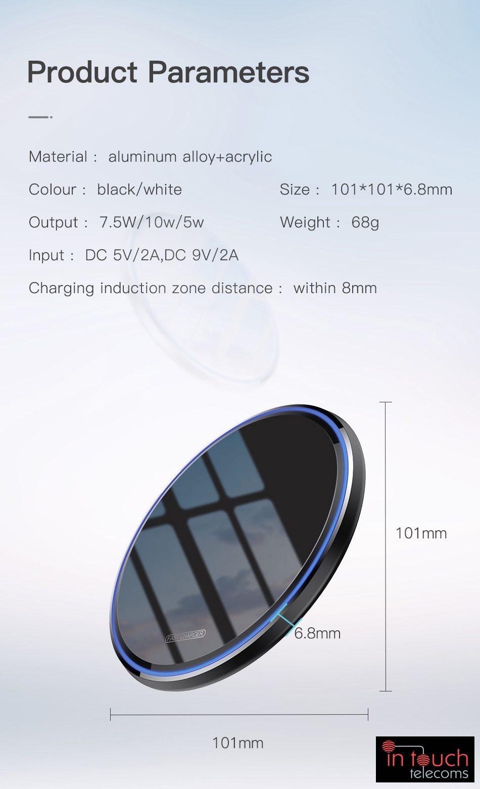 Qi 10W Wireless Slimline Mirror Charging Pad | 10W Fast Charger