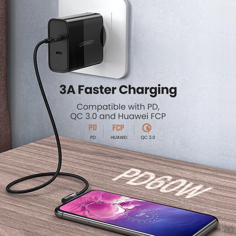 UGREEN PD 60W Fast Quick 4.0 Charger for Macbook Pro Air Samsung USB-C Cable