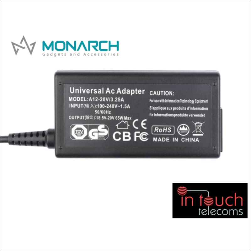Universal Ultrabook Laptop 65W Charger | Acer Asus Dell Lenovo LG Sony Samsung - Monarch Gadgets