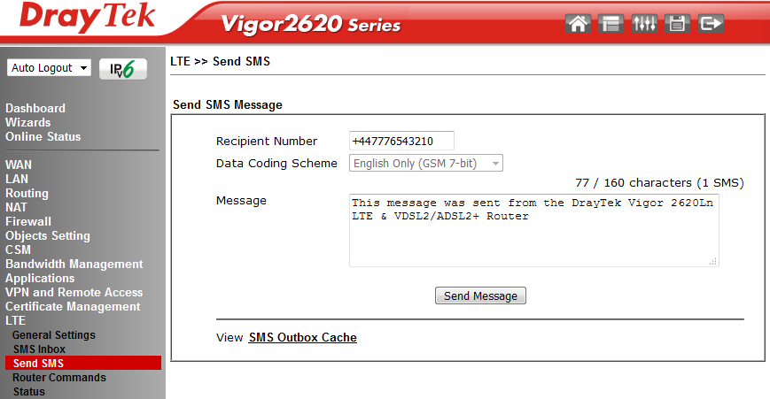 DrayTek Vigor 2620Ln - xDSL & LTE Router/Firewall | ADSL2+ LTE 4G