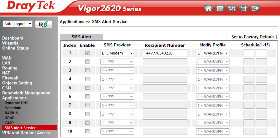 DrayTek Vigor 2620Ln - xDSL & LTE Router/Firewall | ADSL2+ LTE 4G