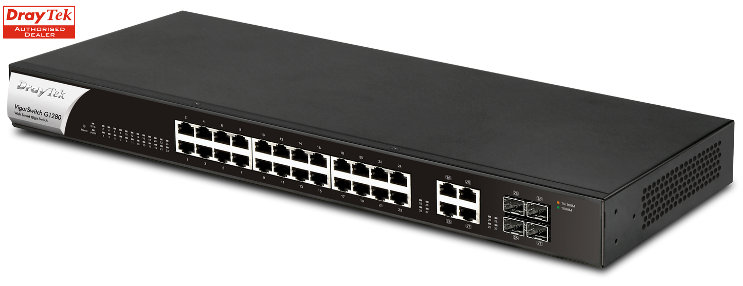 DrayTek VigorSwitch G1280 Smart Managed 24 Gigabit Ports & 4 SFP Ports
