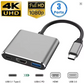 USB-C 3 Port Hub | HDMI 4K, USB 3.0, USB- PD
