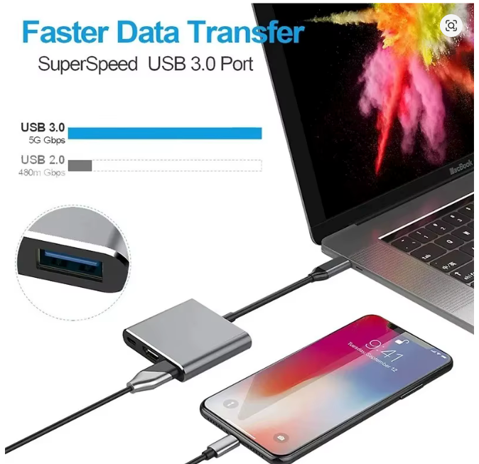 USB-C 3 Port Hub | HDMI 4K, USB 3.0, USB- PD