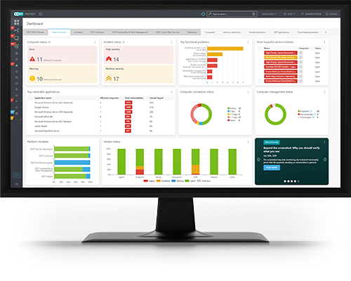 ESET PROTECT management console dashboard