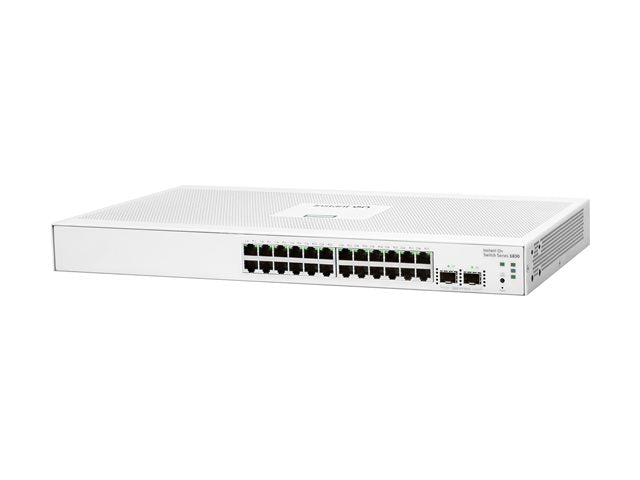 HPE Networking Instant On 1830 JL812A#ACC fanless 24-port non-PoE switch, angled front view