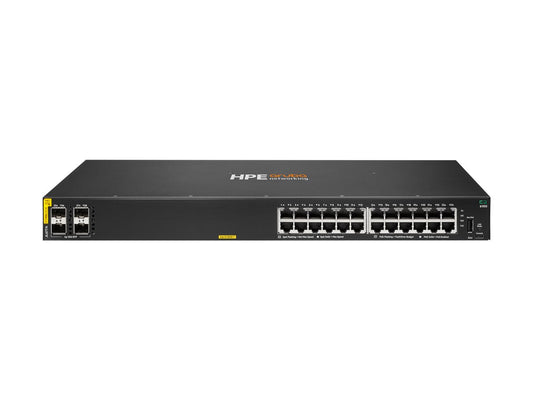 HPE Aruba Networking CX 6100 24G Class4 PoE 4SFP+ 370W Switch — front view