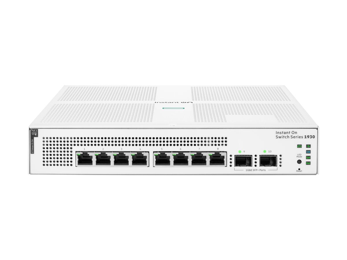 HPE Networking Instant On Switch 8p Gigabit CL4 PoE 2p SFP 124W 1930 — front view