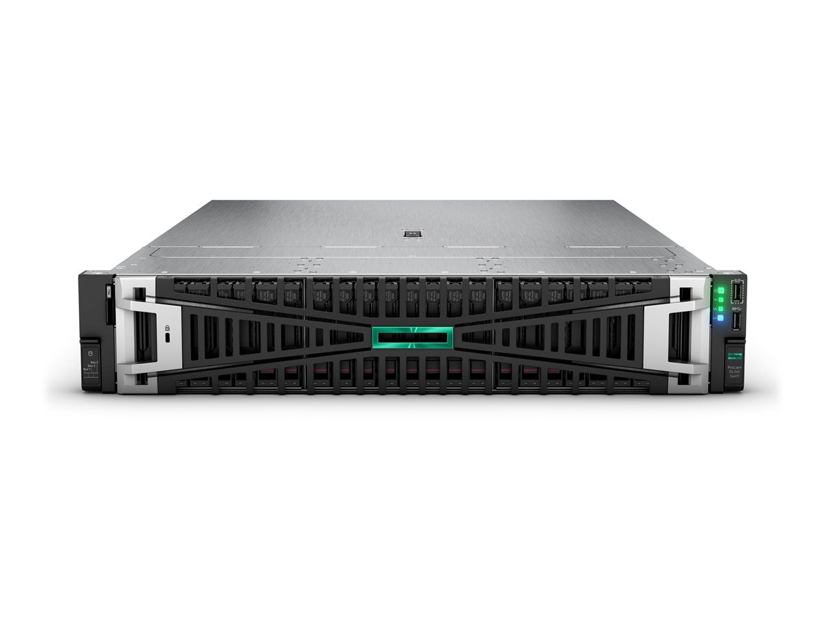 HPE ProLiant DL345 Gen11 9115 2.6GHz 16c 1P 2x32GB-R 8LFF MR416i-p 2x960GB SSD 2x1000W PS EU Server — front view