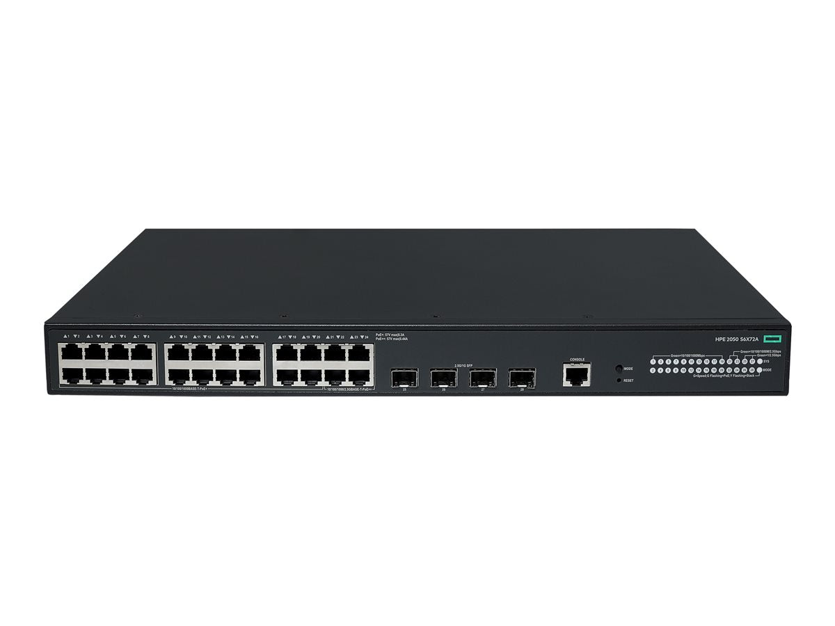 HPE Networking CW 2050 24p 10/100/1000BT PoE+ 4p SFP 1G/2.5G 420W Switch — front view