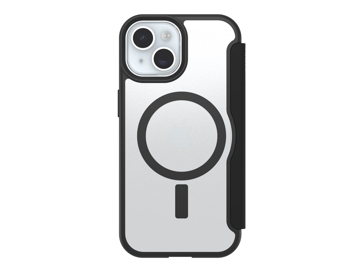 OtterBox React Folio Series MagSafe Case for iPhone 17e / 16e / 15 / 14 / 13 – Black Crystal (Clear/Black)