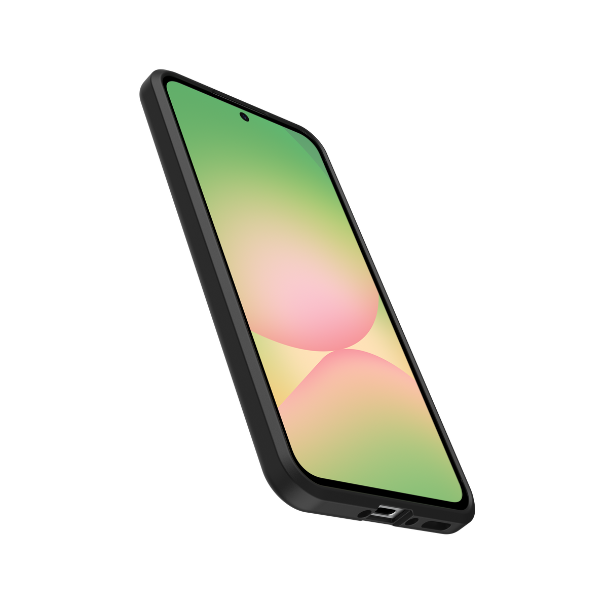 OtterBox React case for Samsung Galaxy A56 5G in Black, angled front view