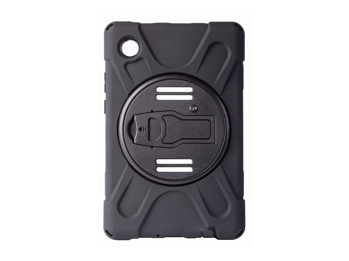 Black Techair Xventur TAXSGA043 case for Galaxy Tab A11 – Rear view with rotating kickstand