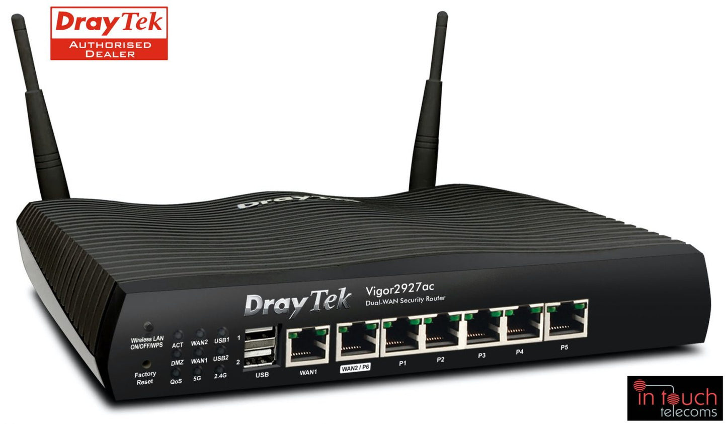 DrayTek Vigor 2927ac Dual Ethernet Gigabit WAN router with 802.11ac Wi-Fi | V2927AC-K