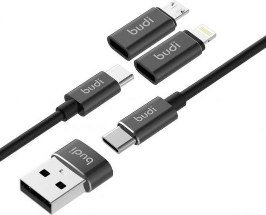 Budi 6 in 1 Charge/Sync Cable 2.4A / 0.6M Black | DC180A-BLK