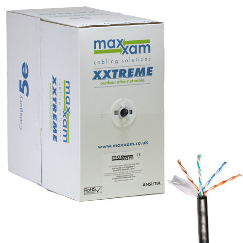 Cat5e Black F/UTP Maxxam XXtreme Outdoor 24AWG Solid Cable 305m