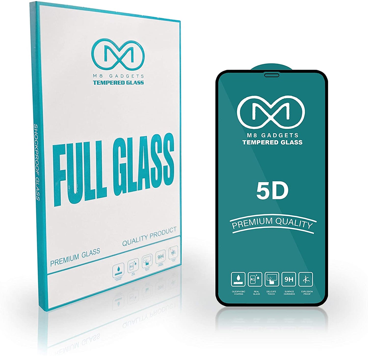 M8 Gadgets Tempered Glass for iPhone | Premium 5D Black