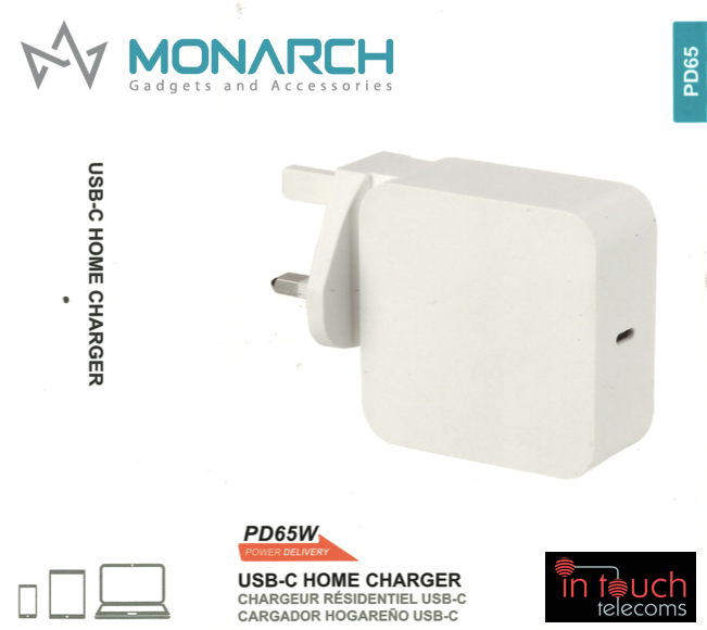 Monarch PD65W USB-C Fast Charge Plug | Mac, iPad, HP, Laptop Charger