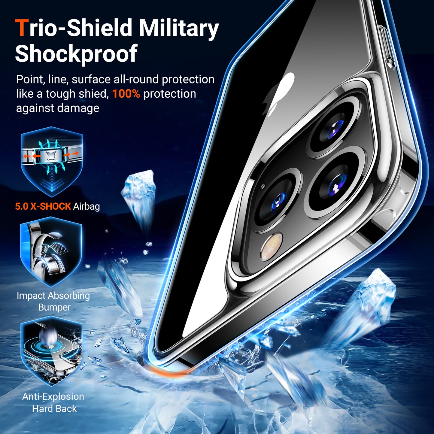 TORRAS Diamond Clear for iPhone 13 | Military Grade