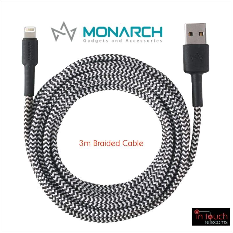 Monarch Braided Lightning Charging Cable for iPhone | 0.25, 2 & 3 Metres