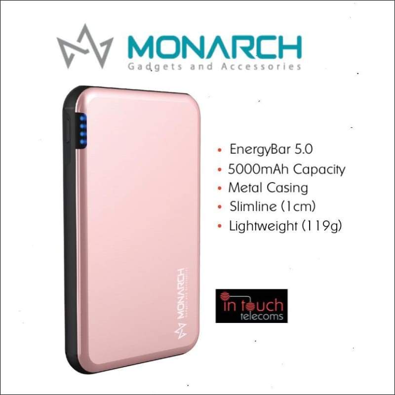 Monarch Gadgets Metal 5000mAh Rechargeable Power Bank | Fast Charge