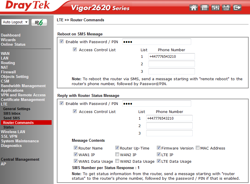 DrayTek Vigor 2620Ln - xDSL & LTE Router/Firewall | ADSL2+ LTE 4G